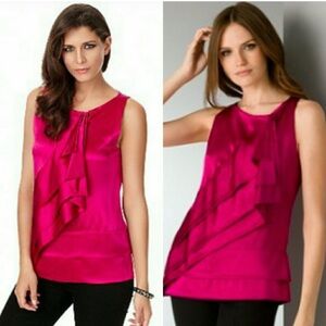 Diane Von Furstenberg DvF "Caboney" Silk Satin Tiered Ruffle Tank Top Size 0